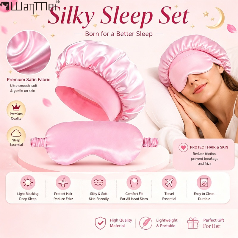 Hair Care Set - ﻿ Zestaw satynowych czepeków do spania,