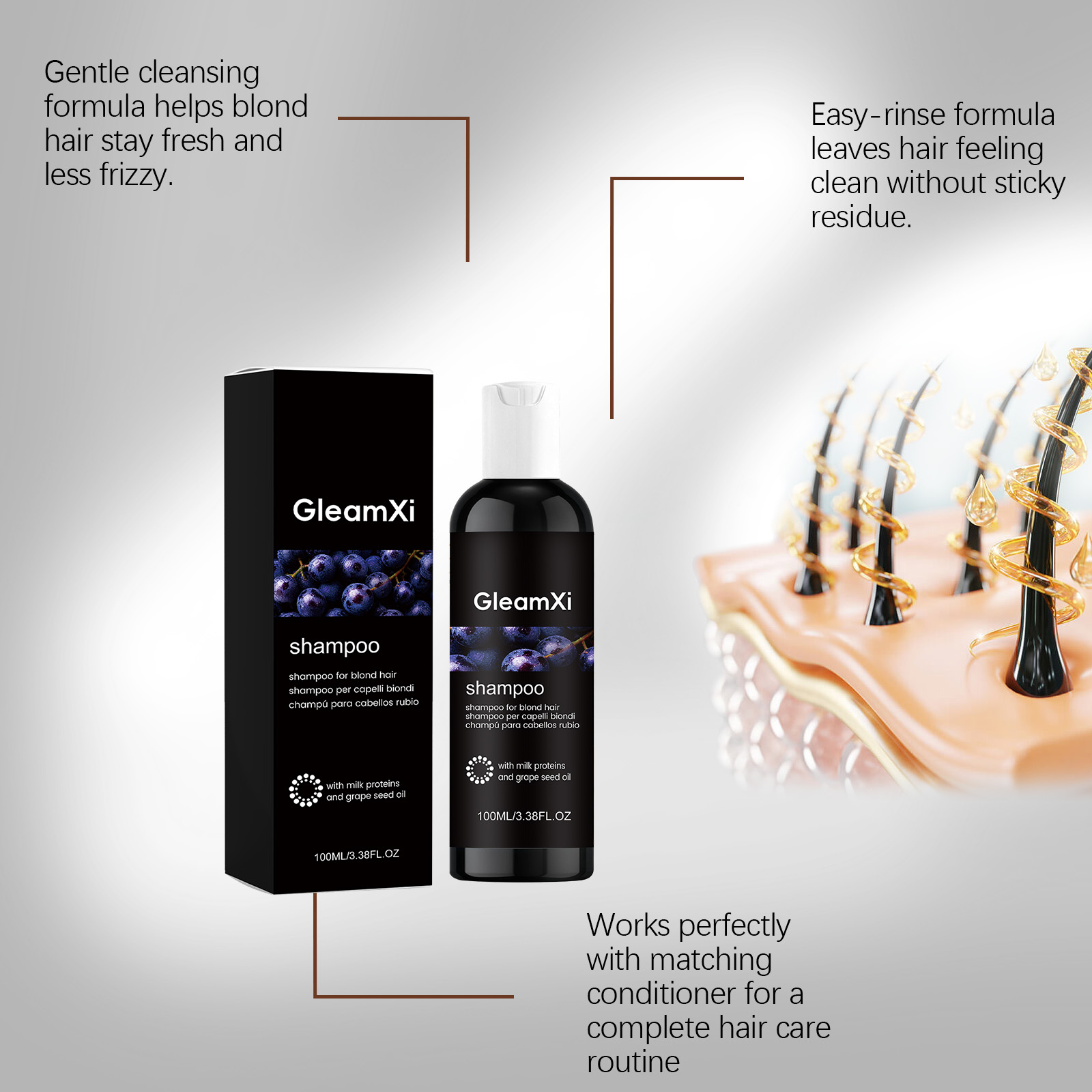 GleamXi Szampon ochronny do wł – Hair Care For Dry And Frizzy Hair recenzja i cena